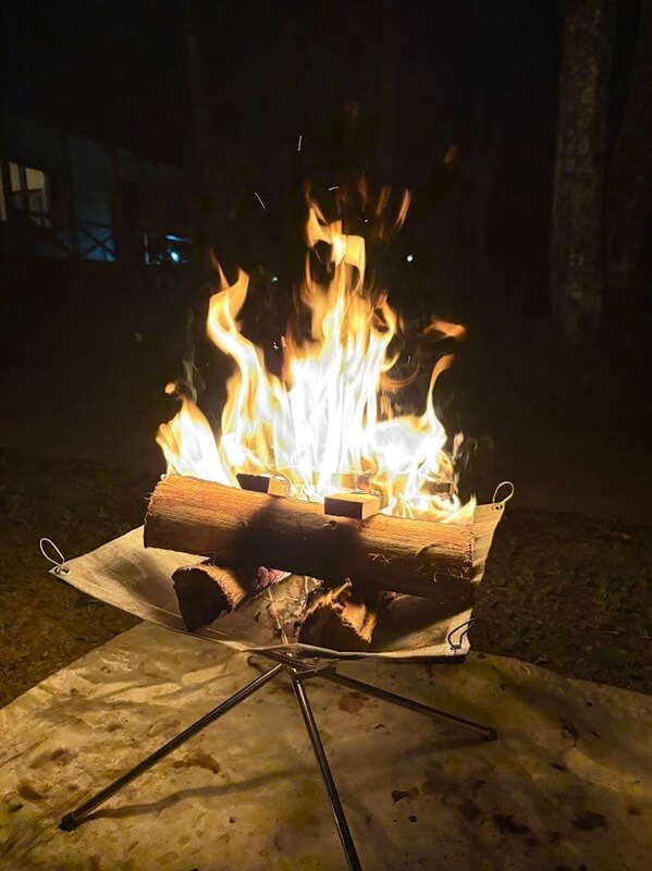 広葉樹で焚き火